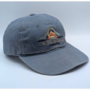 VTG Wyoming Embroidered Hat Cap Strap Back Adjustable Hiking Mountains Vintage